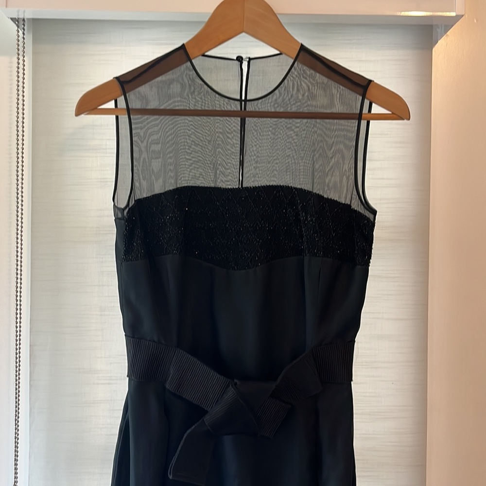 Size 40 Eur/ 4 US Valentino Roma Black Long Beaded Belted Silk Dress (Pre loved)